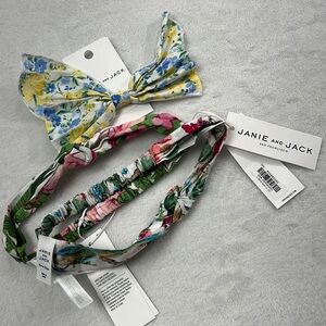NWT Janie & Jack Floral Baby/Toddler Headbands & Bow "One Size" 3 Piece Lot